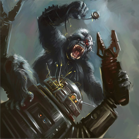 Photoshop and Painter Tutorial : Moneky VS Robot - Step 1