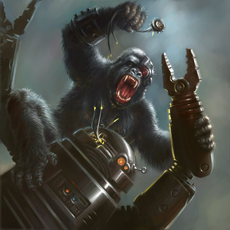 Photoshop and Painter Tutorial : Moneky VS Robot - Step 2