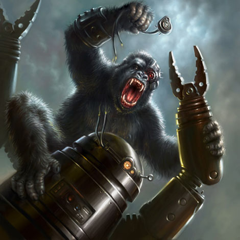 Photoshop and Painter Tutorial : Moneky VS Robot - Step 3