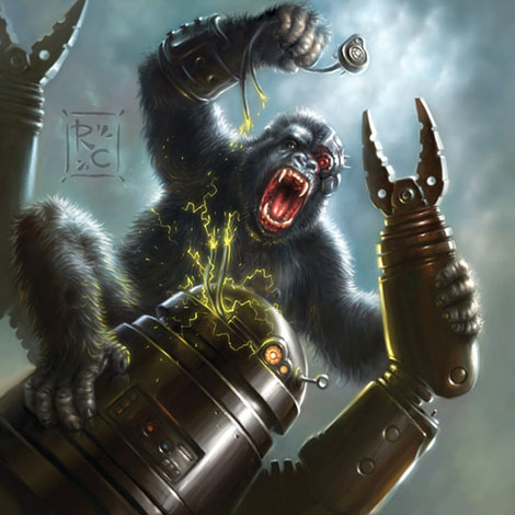 Photoshop and Painter Tutorial : Moneky VS Robot - Step 4